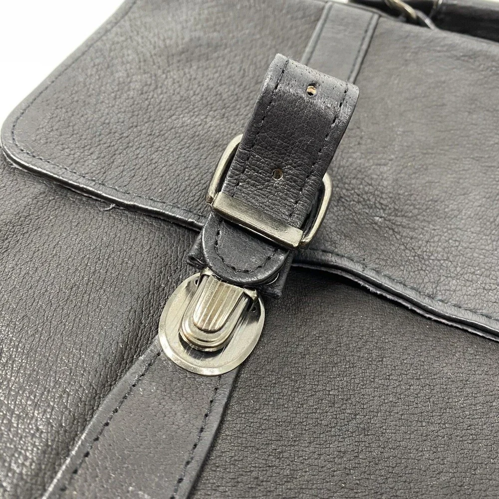 Roma Black Leather Briefcase - Men Bags Briefcases